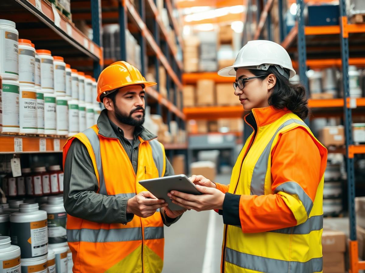 Aditri Industries team checking industrial supplies inventory in the warehouse